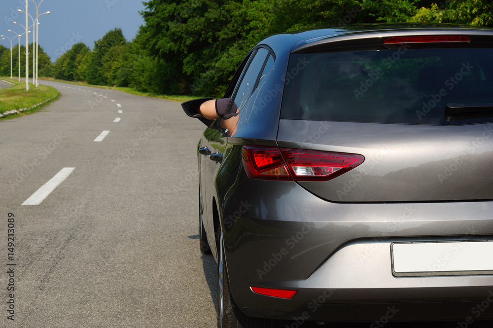 Fototapeta premium Car on asphalt road in nature