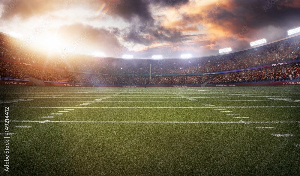Naklejka stadion futbolu amerykańskiego 3D w świetle promieni render