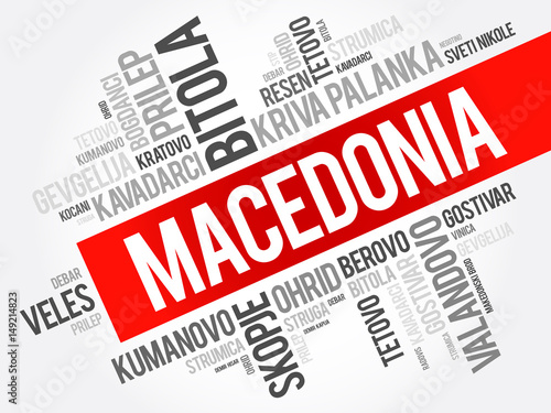 List of cities and towns in the Republic of Macedonia, word cloud collage, business and travel concept background
