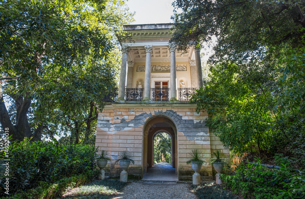 Fototapeta premium GENOA, (GENOVA), APRIL 28, 2017 - Villa Durazzo- Pallavicini, The Coffee house, in Genoa Pegli, Italy