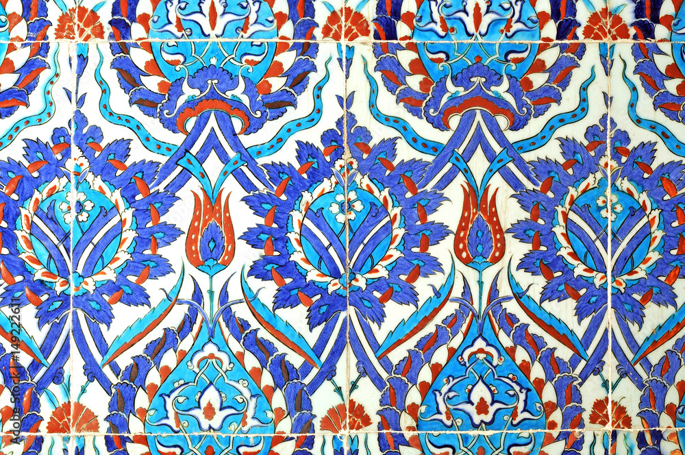 Ancient Ottoman patterned tile composition. Ancient Ottoman patterned tile composition.