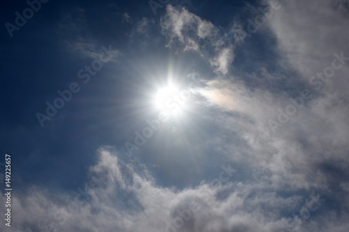眩しい太陽と雲「空想・太陽を食べようとする雲のモンスター」