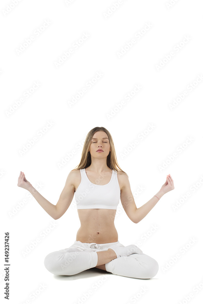 Young. woman doing yoga 
