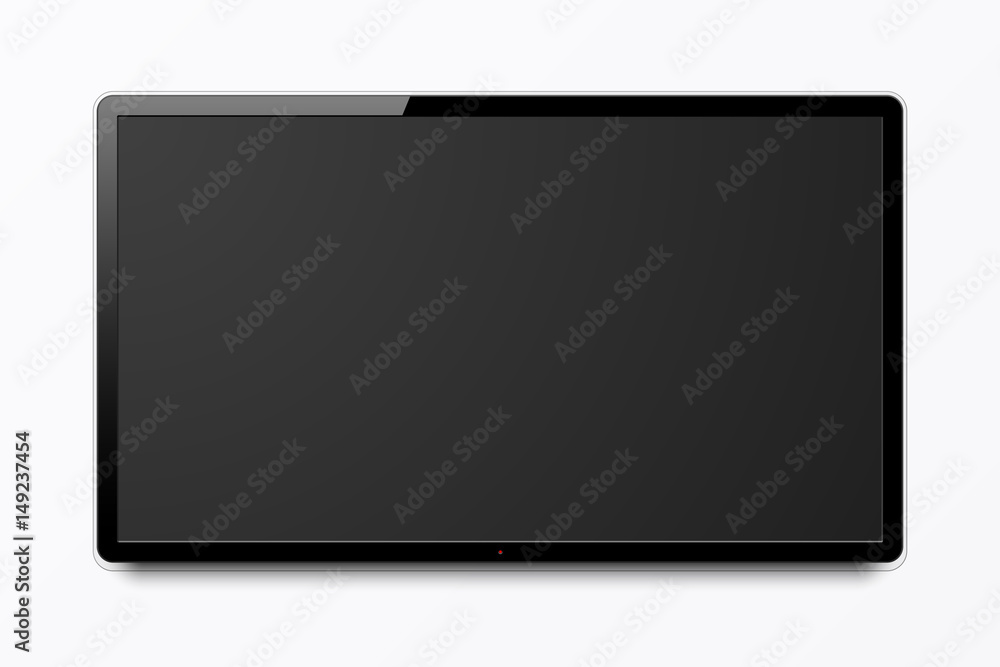 Wide realistic 4k TV screen. Modern smart television, blank lcd panel, led computer monitor mock-up hanging on a wall Wide realistic 4k TV screen. Modern smart television, blank lcd panel, led computer monitor mock-up hanging on a wall
