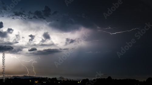 lightning from thunder cloud at night