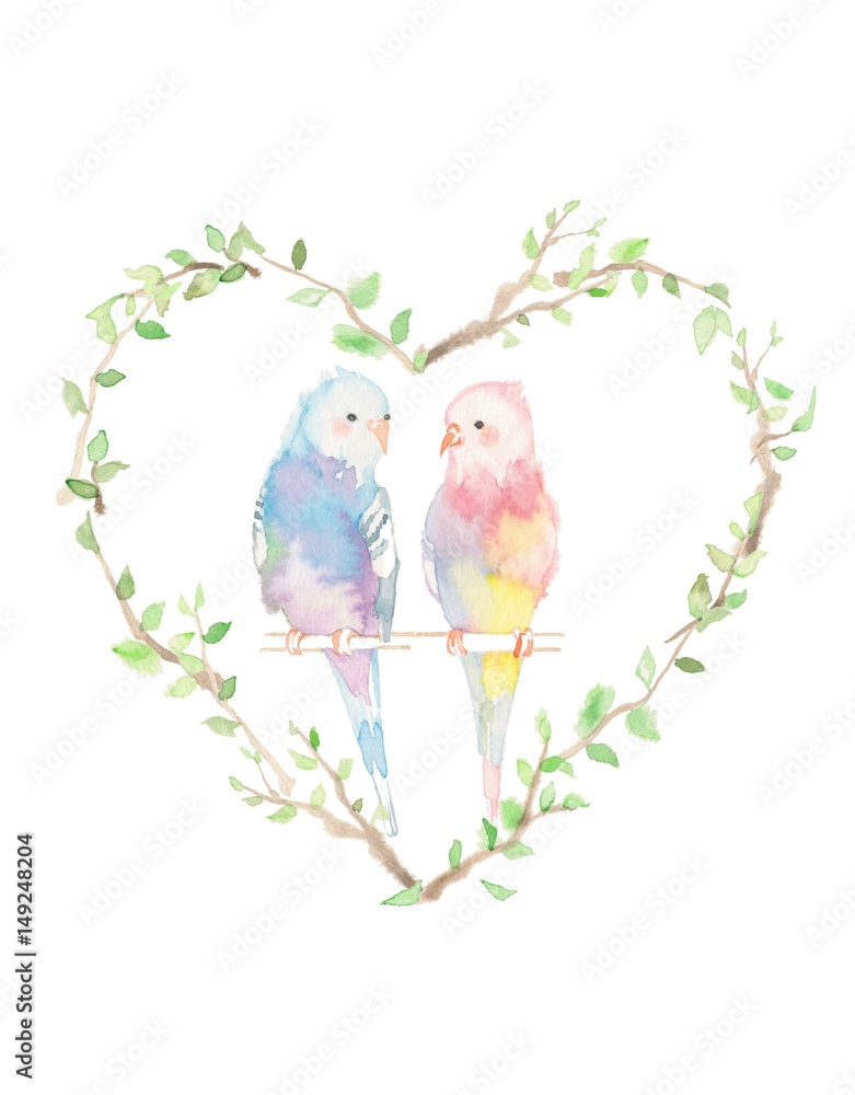 インコ カップル ハート Stock イラスト Adobe Stock