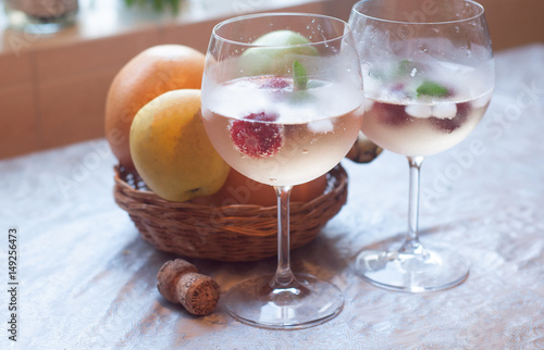 Strawberry in champagne