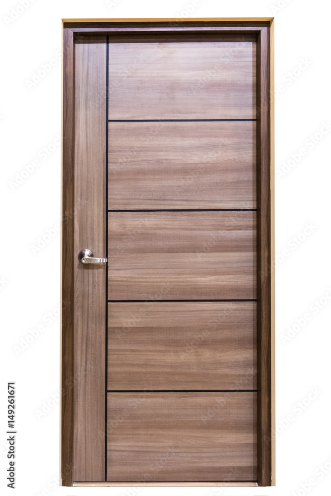 wooden door on isolated