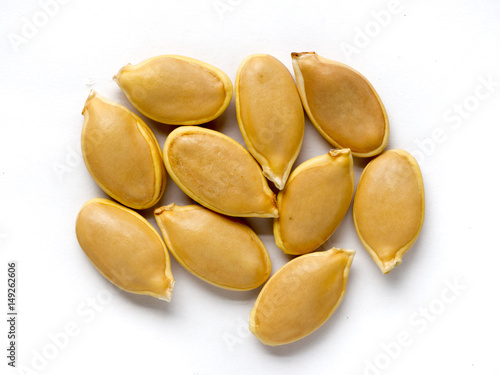Pumpkin seed on white isolated background