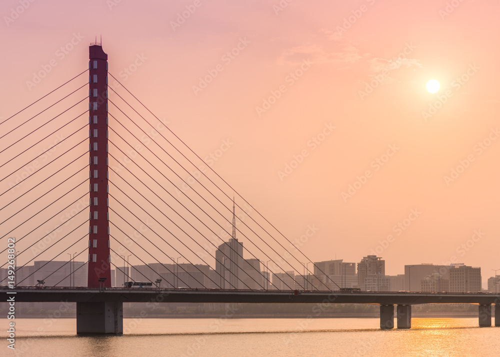 Fototapeta premium Sunset At The Bridge