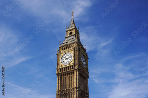 Big Ben Elizabeth tower clock face, Palace of Westminster, London, UK