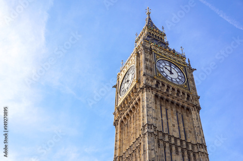 Big Ben Elizabeth tower clock face, Palace of Westminster, London, UK