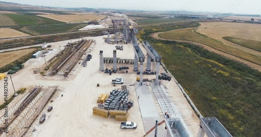 Aerial footage of a large highway construction site Stock Video | Adobe ...