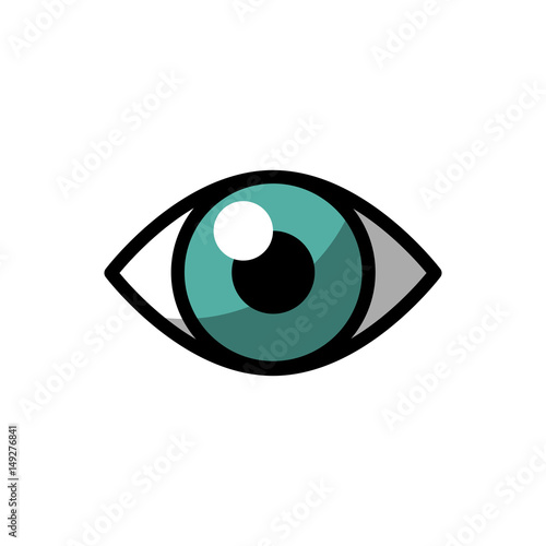 human eye icon over white background. colorful design. vector illustration