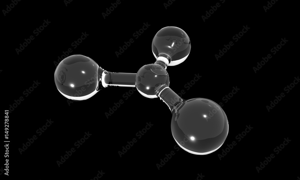Water Molecular structure on the black, 3d render Stock Illustration ...