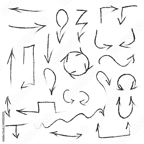 The set of arrows in careless drawn style