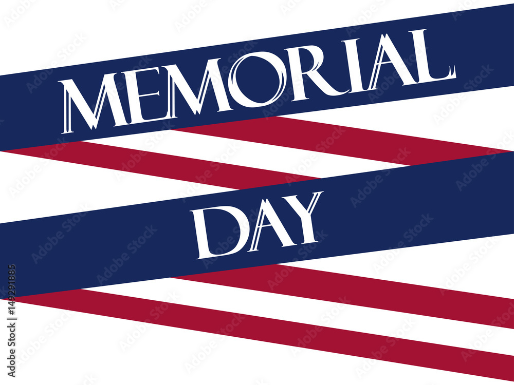 Memorial Day. American Flag ribbon. Polygonal paper, origami. Callout on a white background. Vector illustration