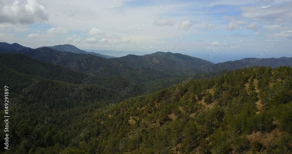 Flight over the cedar valley. landscape of mountains in the mist Cyprus.Drone Point of View Platres in the Troodos. Cyprus. Aerial View. Flying over the mountains Flight over the cedar valley. landscape of mountains in the mist Cyprus.Drone Point of View Platres in the Troodos. Cyprus. Aerial View. Flying over the mountains