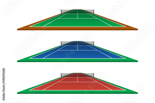 Vector of tennis court with different ground color.