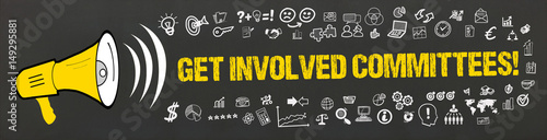 Get Involved Committees! / Megafon mit Symbole