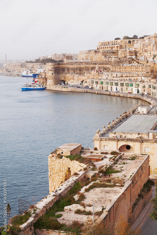 Misty morning on Malta. View on Valletta.