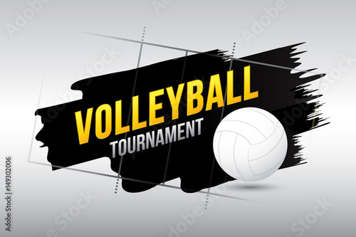 Volleyball tournament badge design with ball.