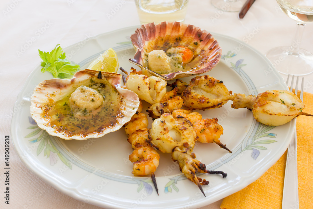 Plate of mixed fish