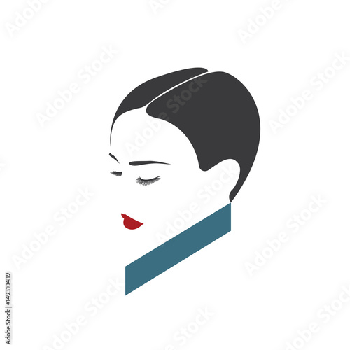 vector illustration, depicting the face of a beautiful woman with long ringlets