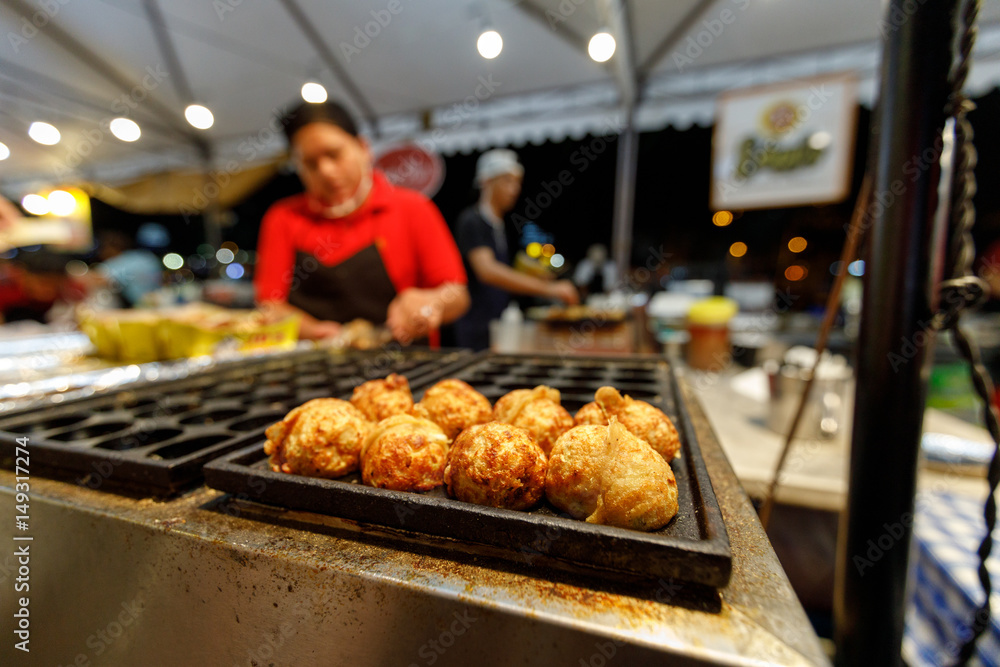 Fried Takoyaki Ball Dumplings at market