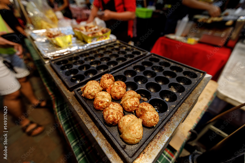 Fried Takoyaki Ball Dumplings at market
