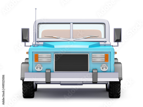 cartoon safari suv blue front