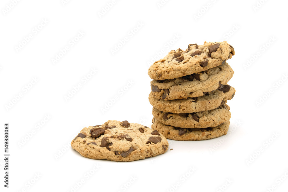 chocolate chip cookie isolated on white background chocolate chip cookie isolated on white background