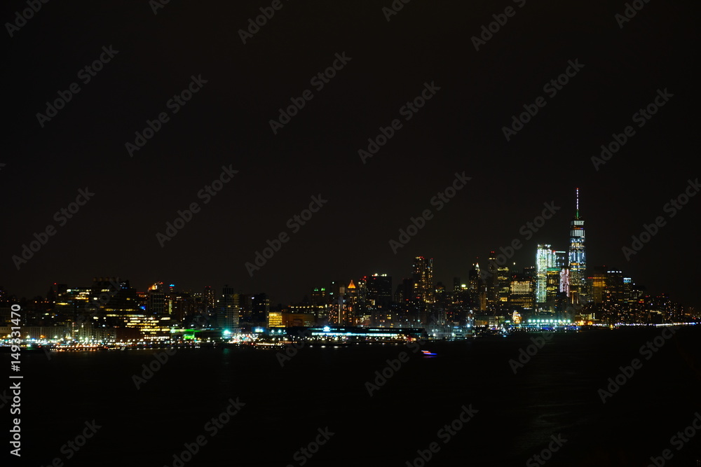 New York Skyline at night as seen from New Jersey