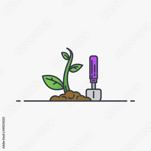 New sprout and shovel