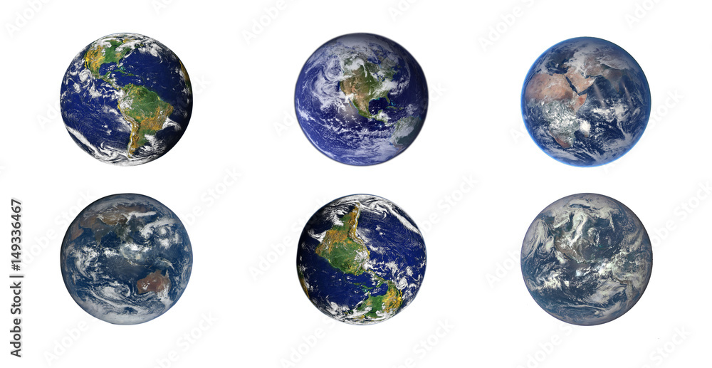 earth isolated on  blackground white Earth globe model, maps courtesy of NASA