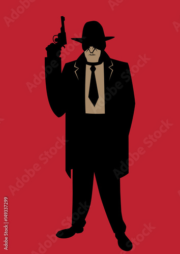 Gangster / Cartoon illustration of gangster from the Prohibition era. 