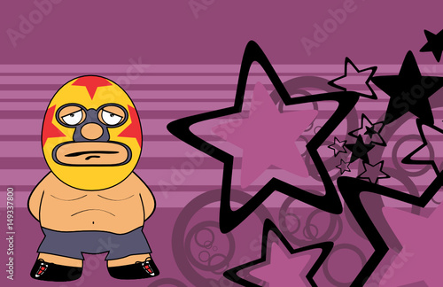 mexican wrestler cartoon expression background in vector format