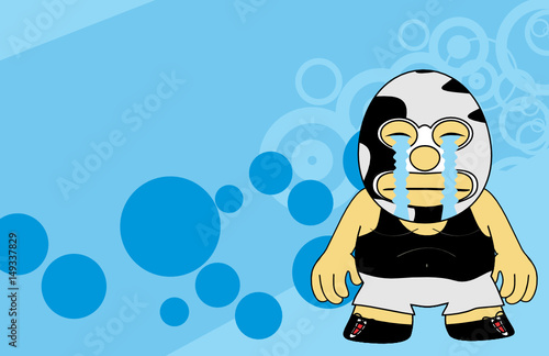 crying mexican wrestler cartoon expression background in vector format