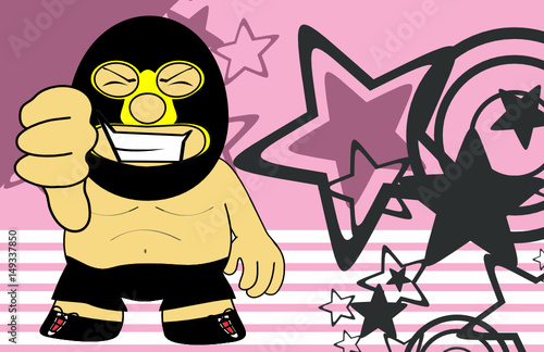 mexican wrestler cartoon expression background in vector format