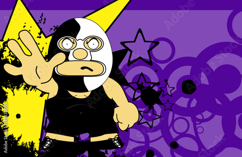 mexican wrestler cartoon expression background in vector format