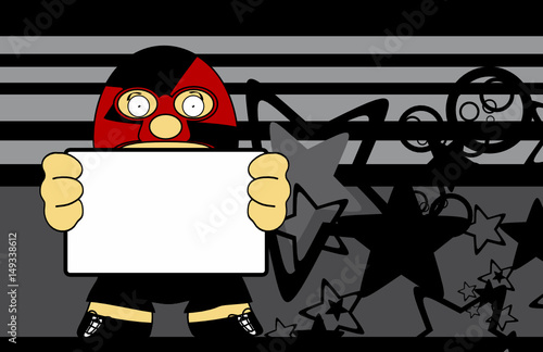 singboard mexican wrestler cartoon expression background in vector format