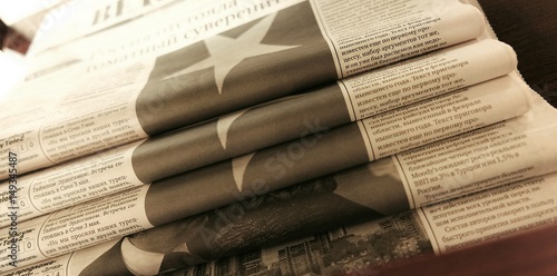 A pack of Russian black and white Newspapers 