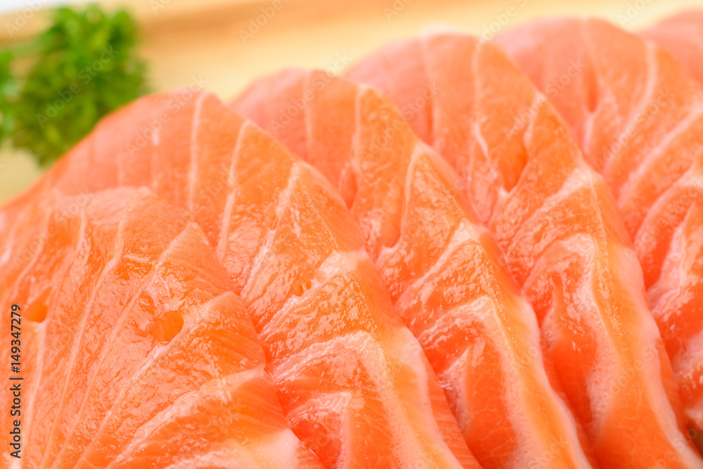 closeup salmon sashimi