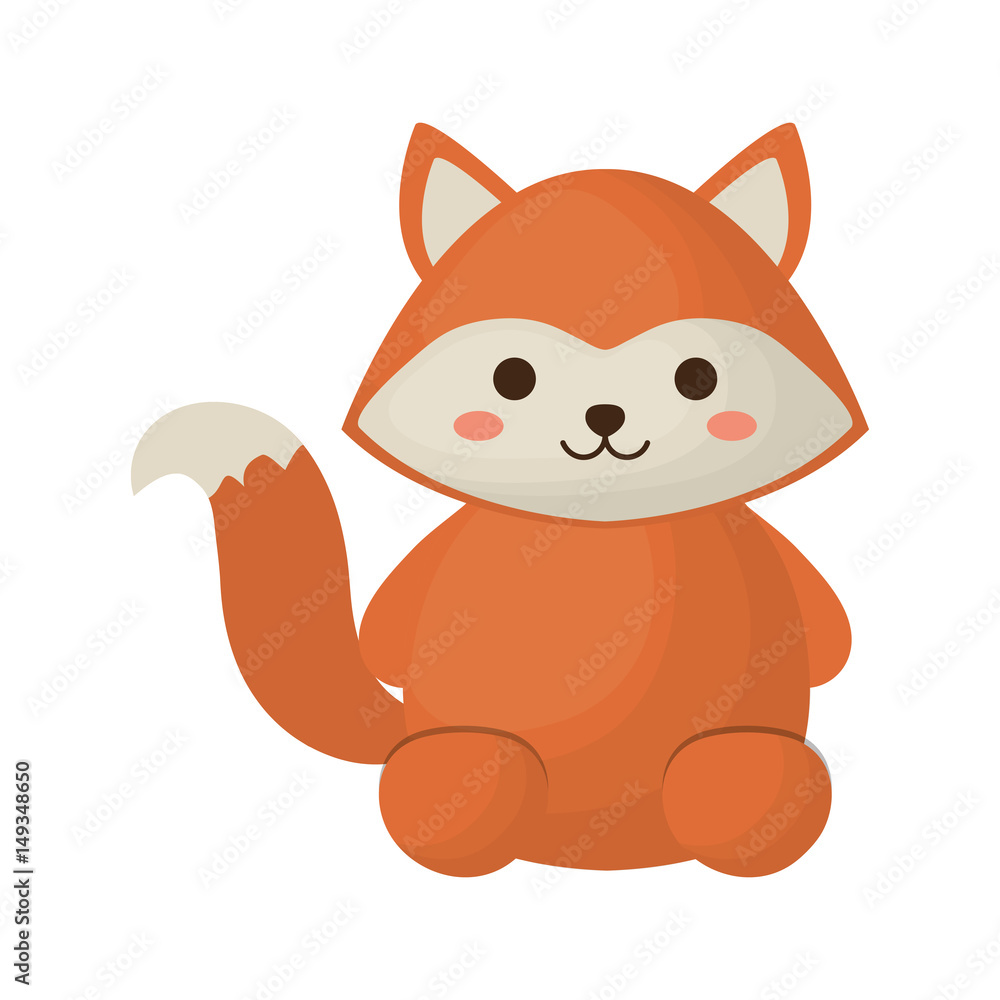 kawaii fox animal icon over white background. vector illustration kawaii fox animal icon over white background. vector illustration