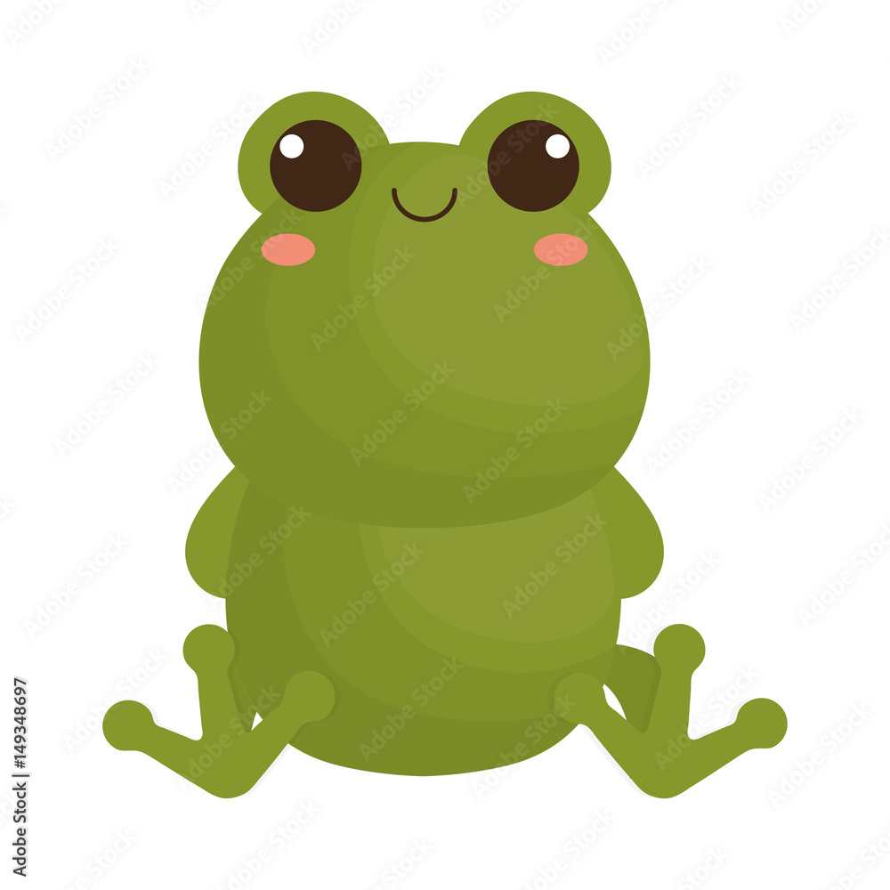 kawaii frog animal icon over white background. vector illustration kawaii frog animal icon over white background. vector illustration