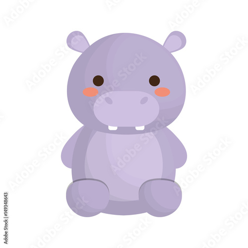 kawaii hippopotamus animal icon over white background. vector illustration