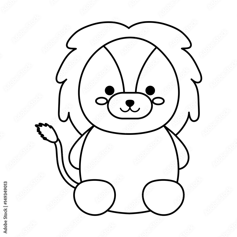 Obraz premium kawaii lion animal icon over white background. vector illustration
