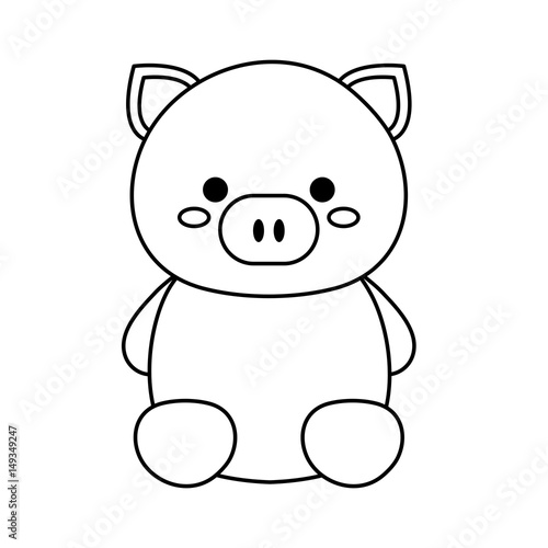 kawaii pig animal icon over white background. vector illustration