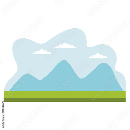drawing mountains cloud sky desing vector illustration