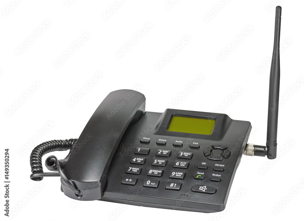 black office radiotelephone isolated on white black office radiotelephone isolated on white